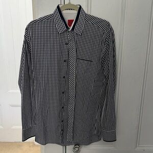 Men's Black and White Checkered Dress Shirt